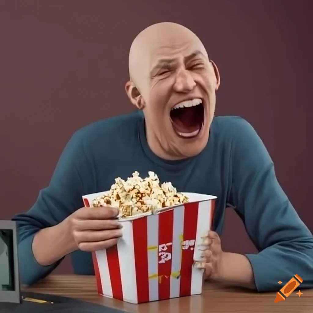 Man enjoying snacks while watching tv on Craiyon