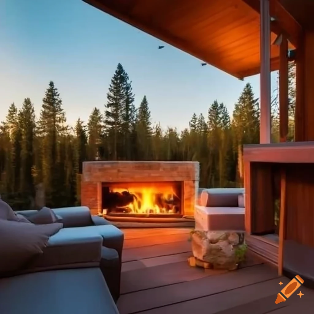 cozy outdoor living space with a fireplace