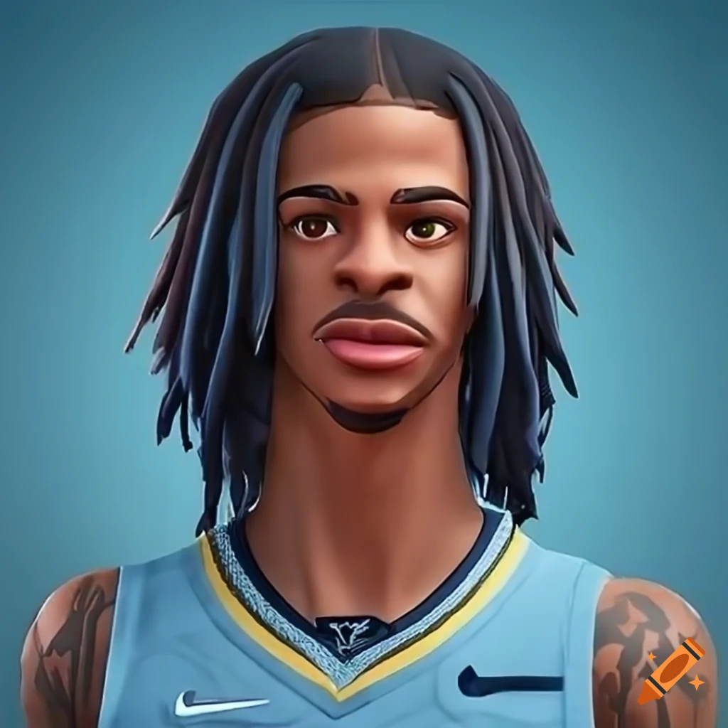 Close-up of realistic animated ja morant fortnite character on Craiyon