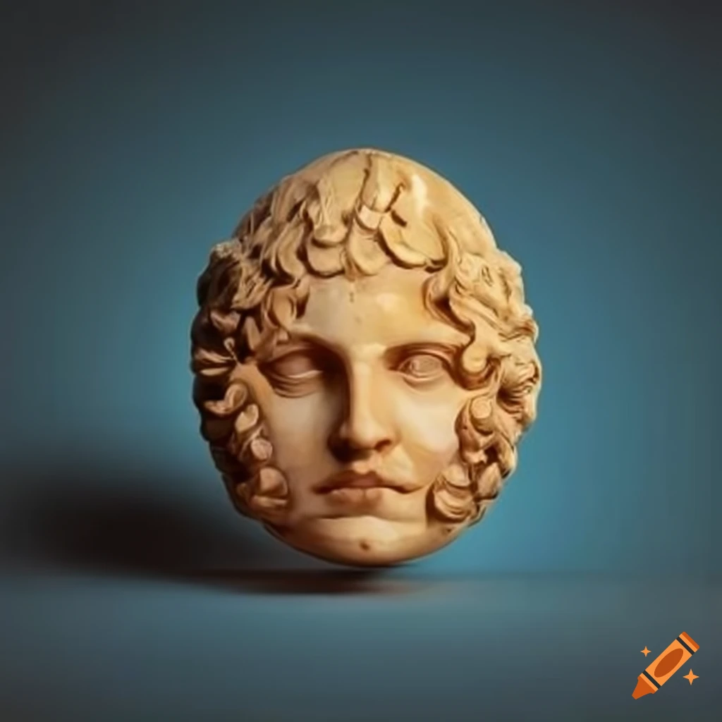 deviled egg with a Classical Grecian head design