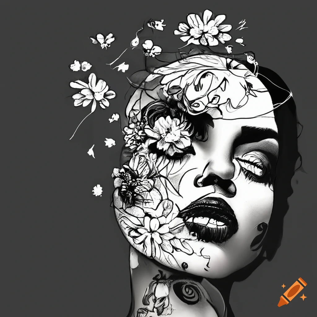 female body silhouette on black background. linear sketch for a tattoo.  15630271 Vector Art at Vecteezy