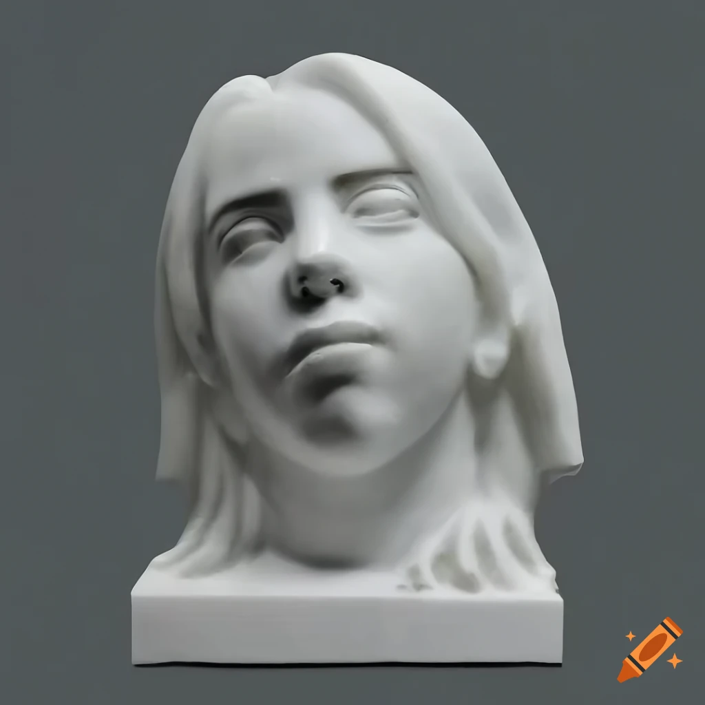 Marble sculpture of billie eilish's face and neck