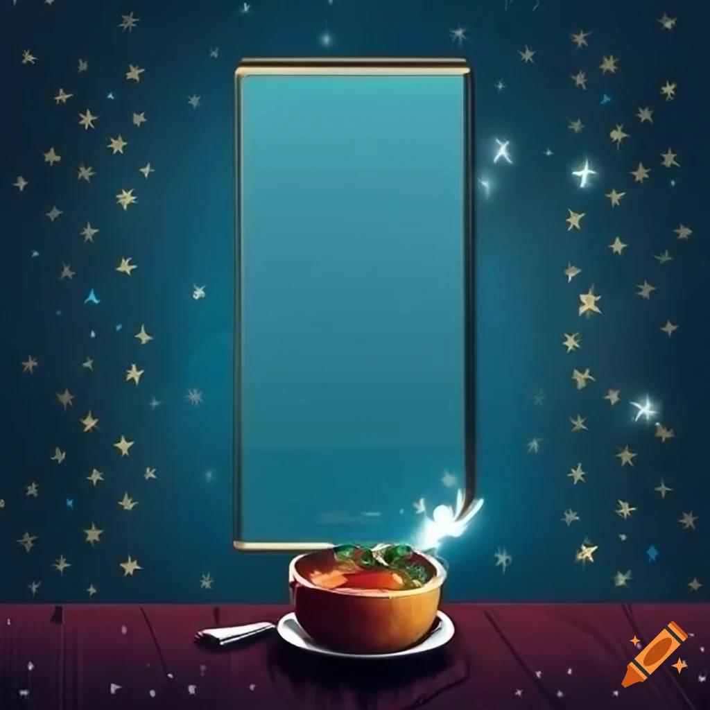 Restaurant menu cover with magic stick and five stars background
