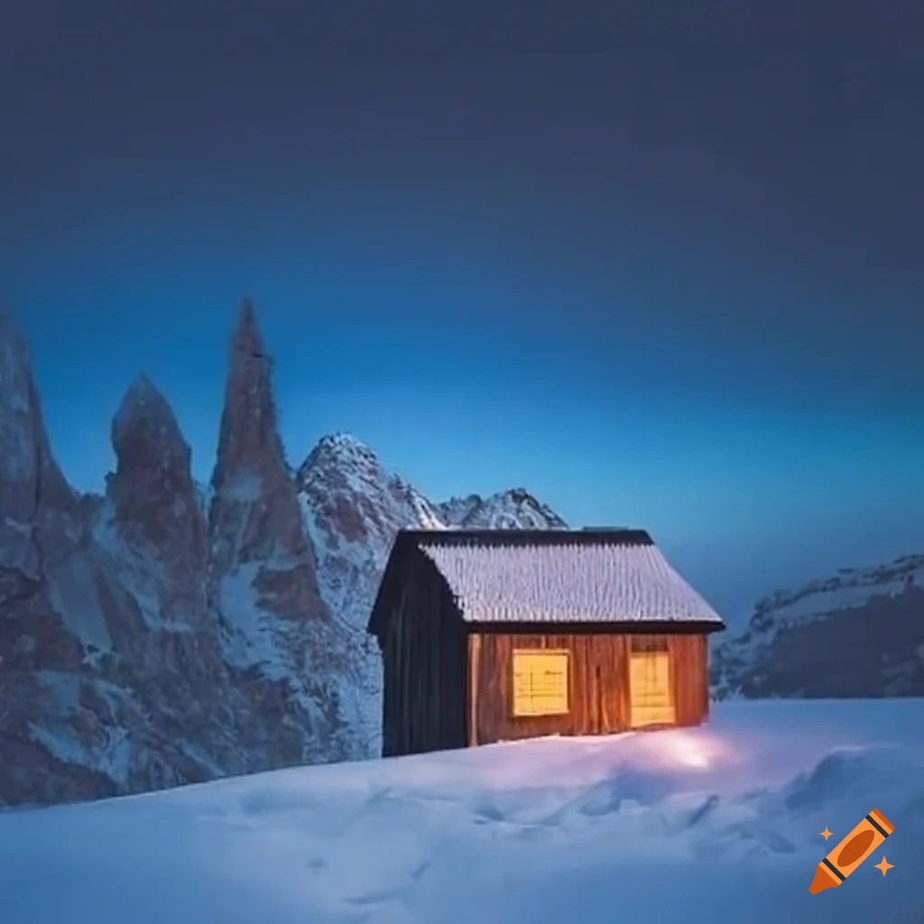 winter house on top of a snowy mountain