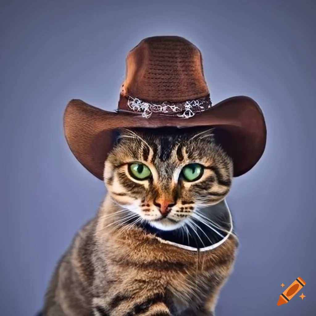 Cat wearing a cowboy hat on Craiyon