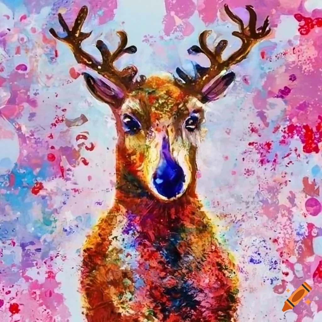 festive reindeer painting with Santa hat