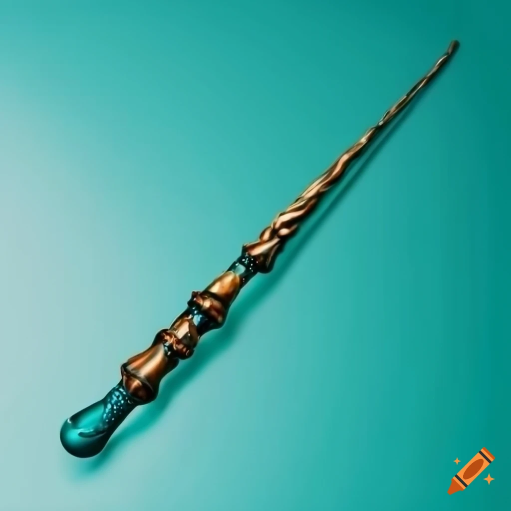 Metal magician's wand with turquoise lights