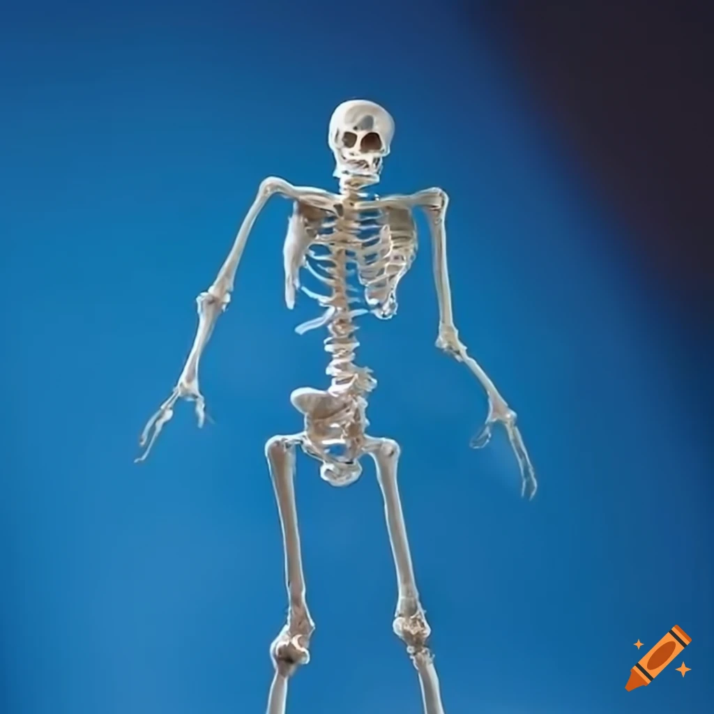 glass skeleton against a bright blue sky