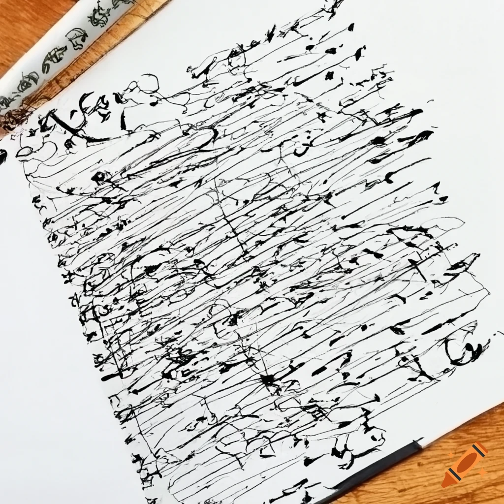 artistic scribbles and writings on pages