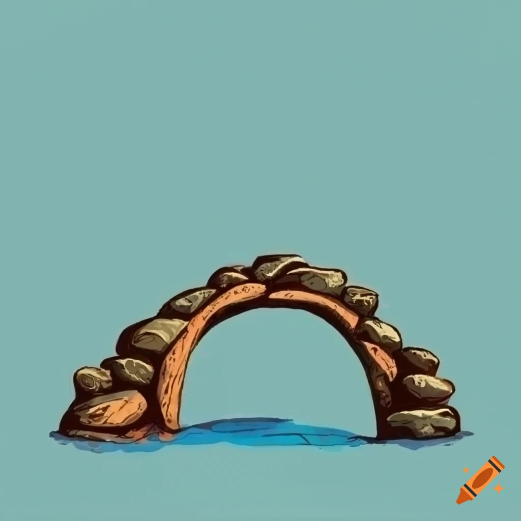 hand-drawn illustration of a bridge made of natural stones
