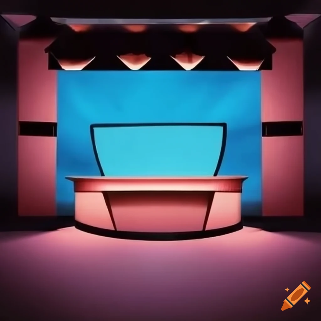 television studio with a table in the center