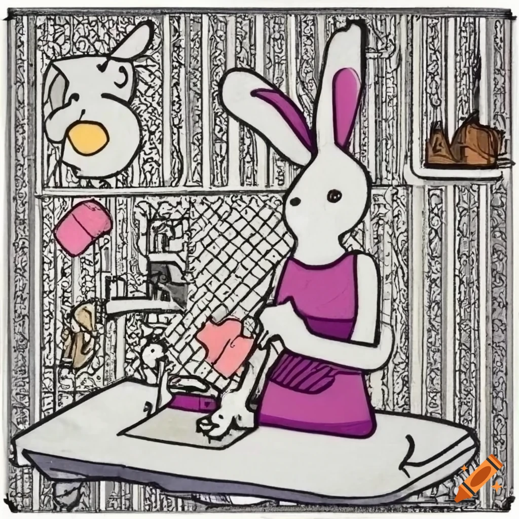 outline of a rabbit dressmaker sewing
