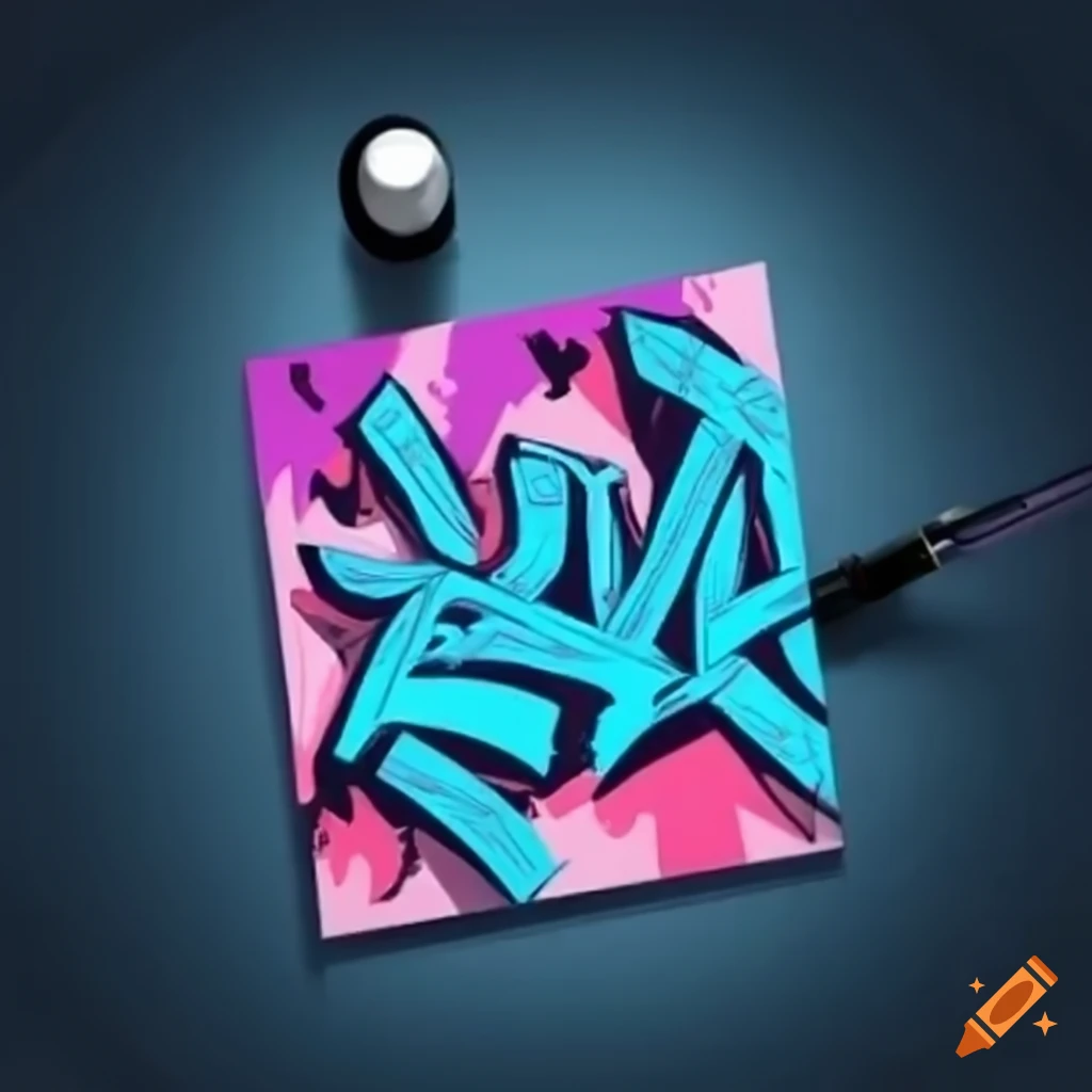 graffiti artwork with cyber-style letters and stars
