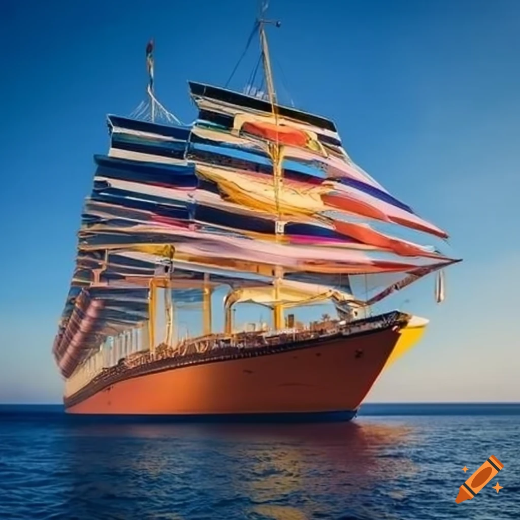 vibrant art deco cruise ship with Brazilian carnival motifs