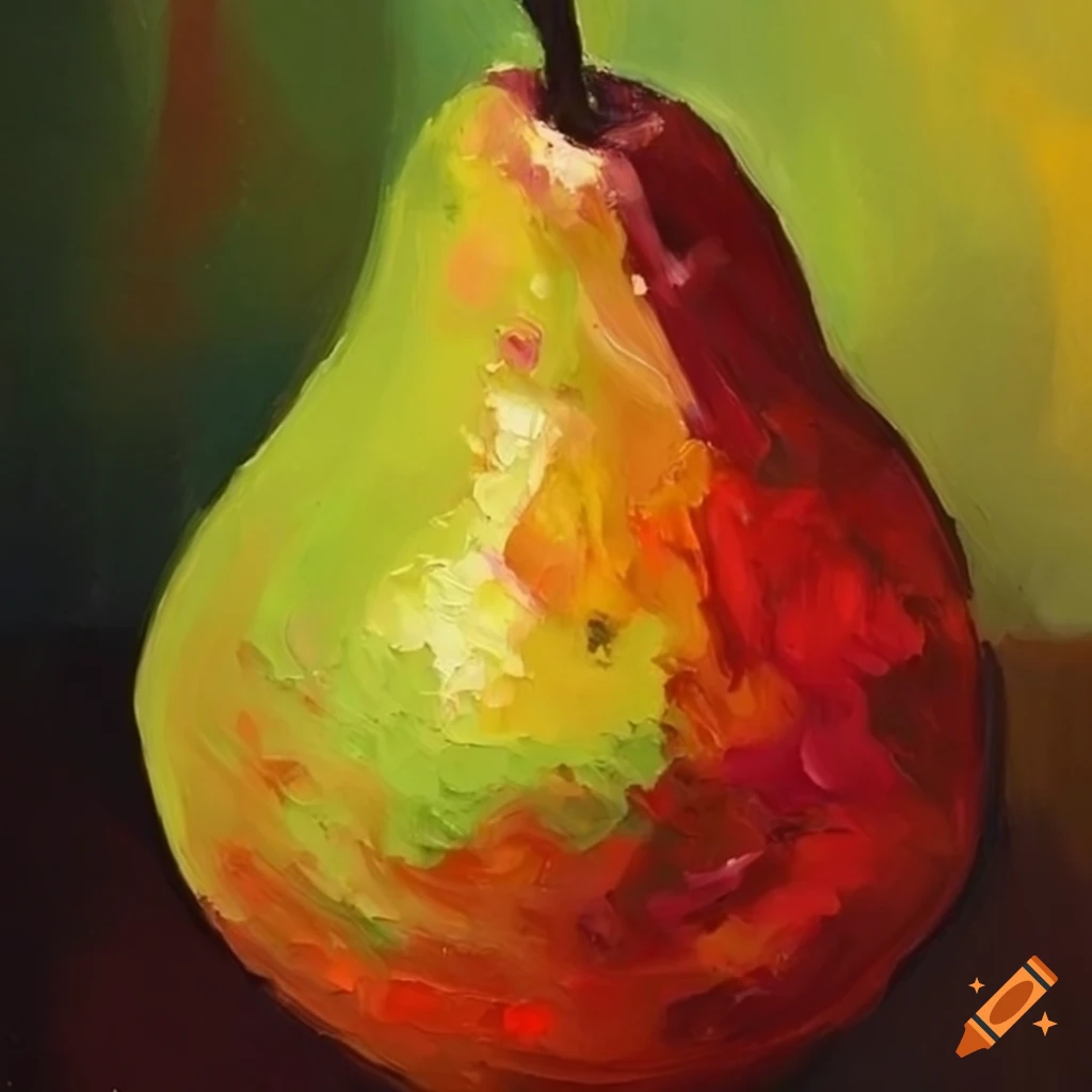 Palette knife painting of a pear