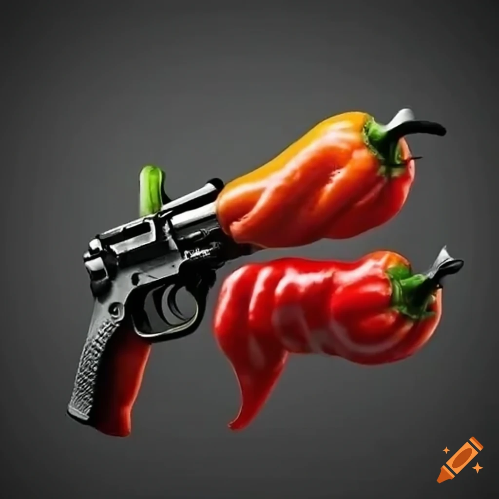 Image of gun shooting spicy peppers
