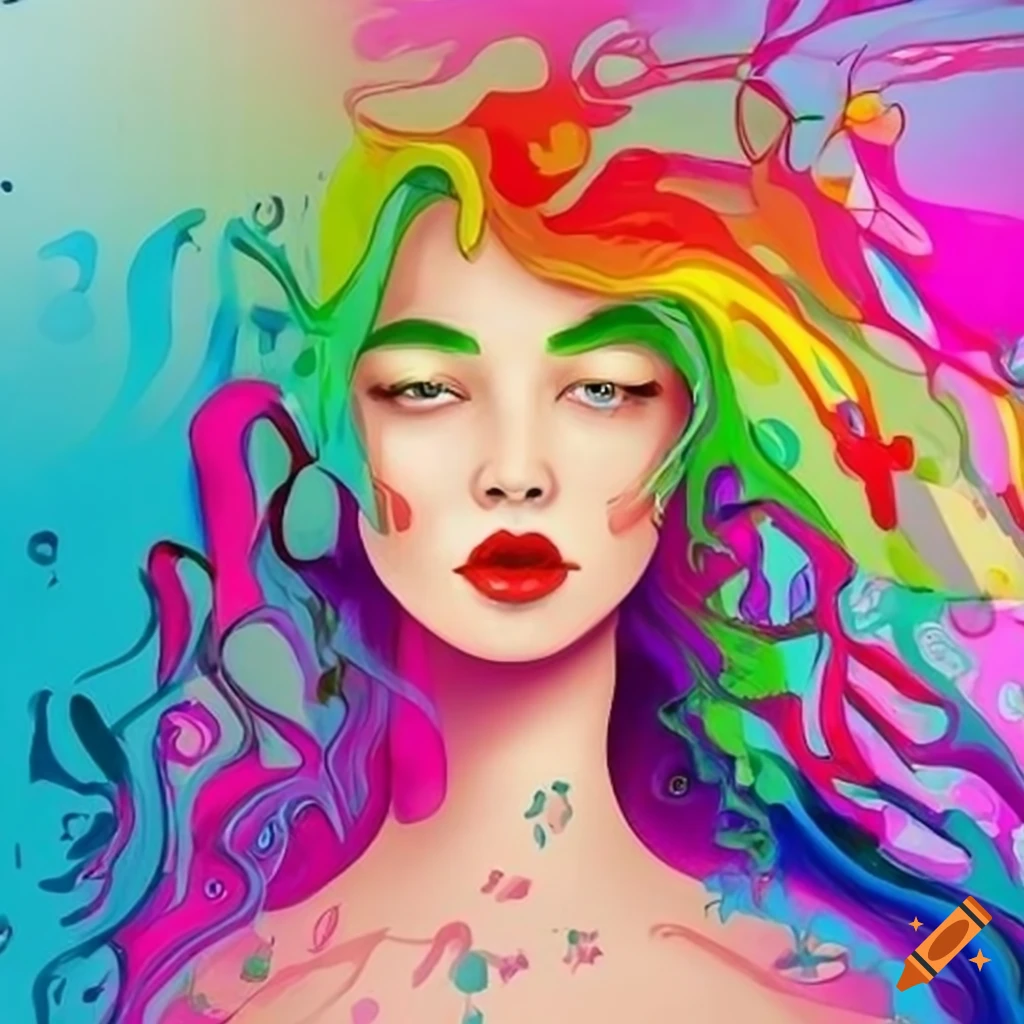 Colorful abstract girl artwork