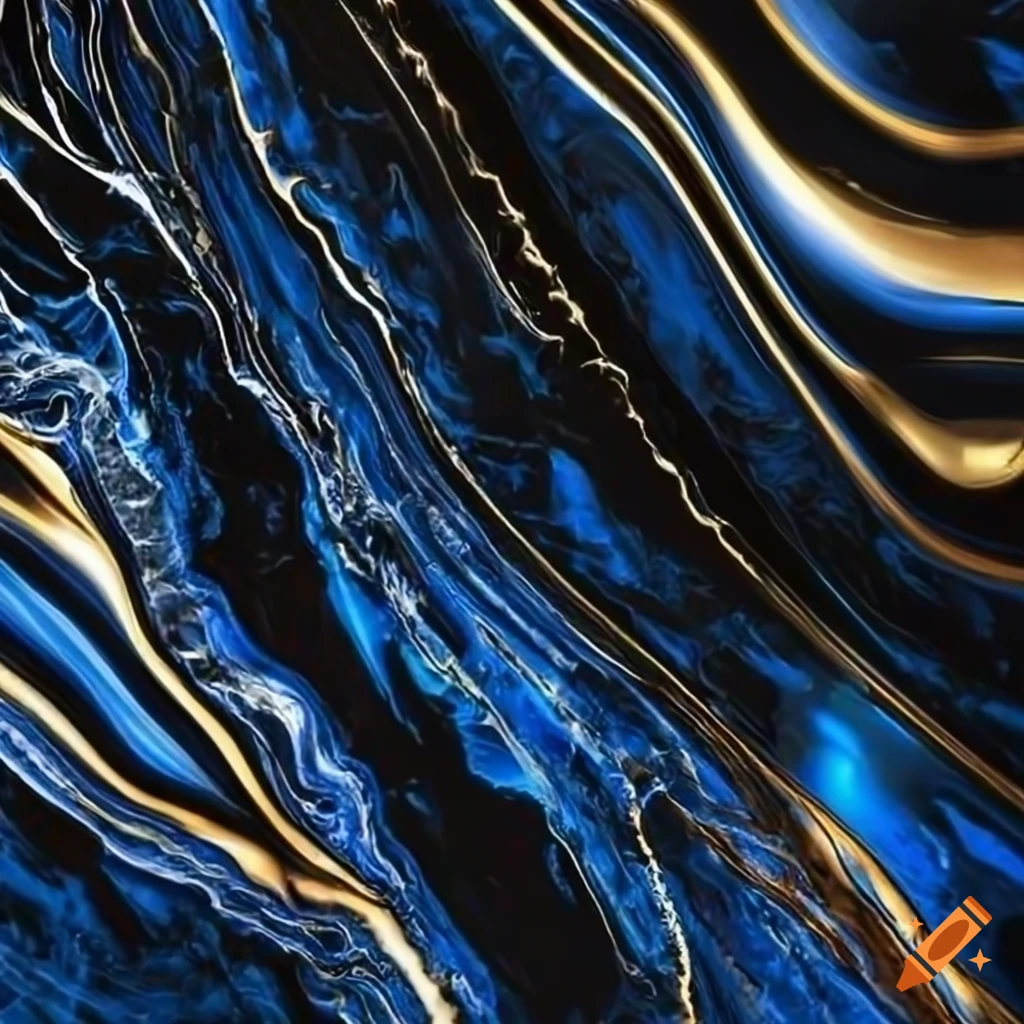 Black and blue marble background with golden accents
