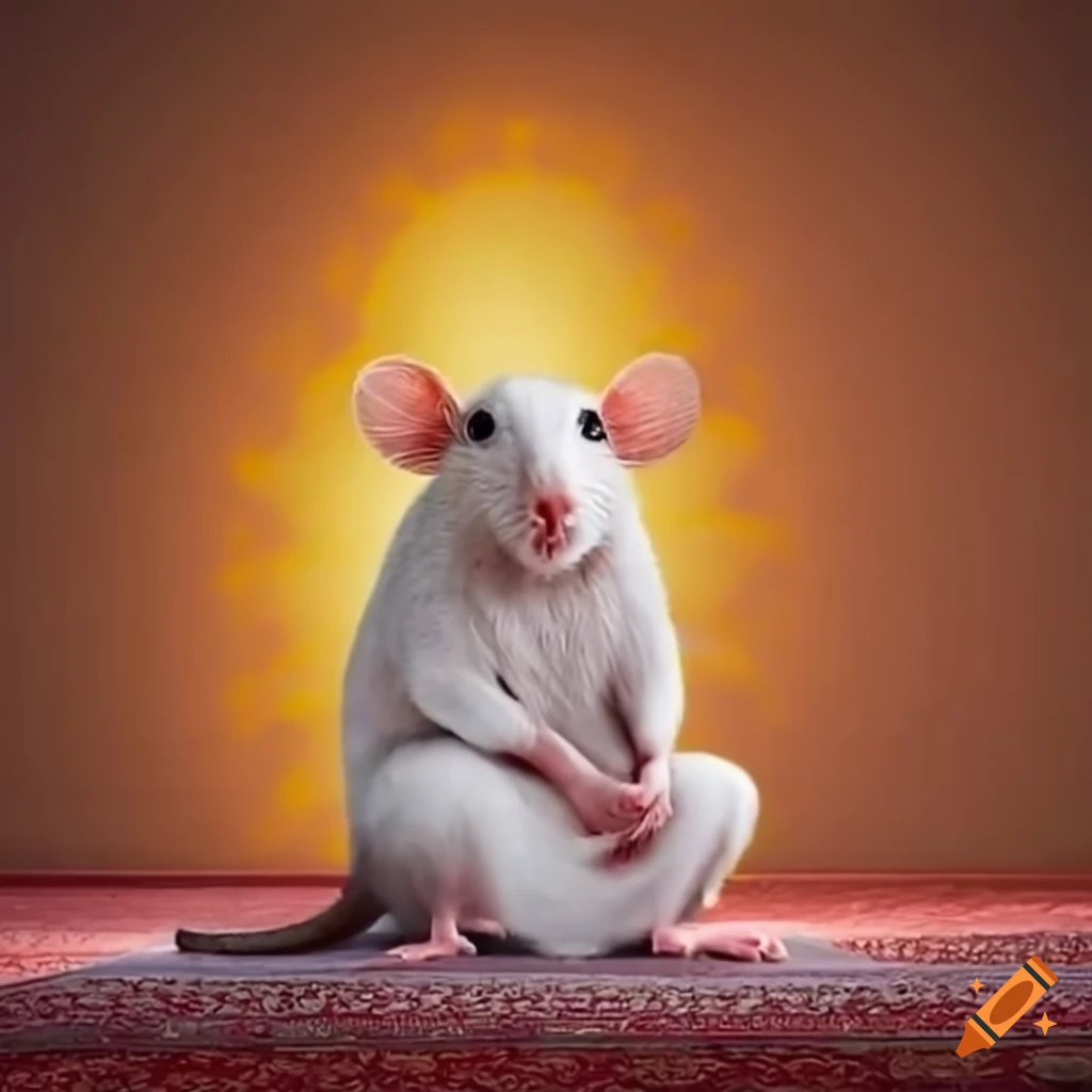 Islamic art of a rat praying in a mosque