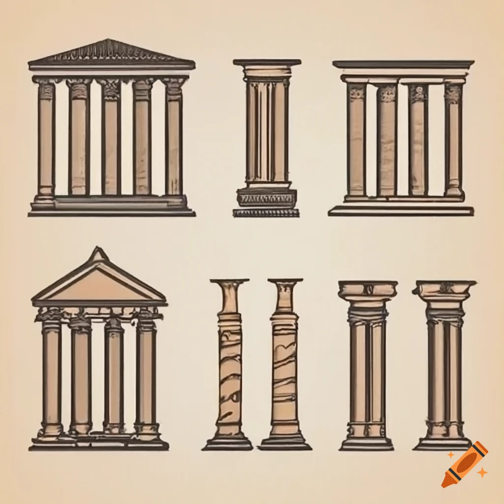 Image of a roman structure with four pillars on Craiyon