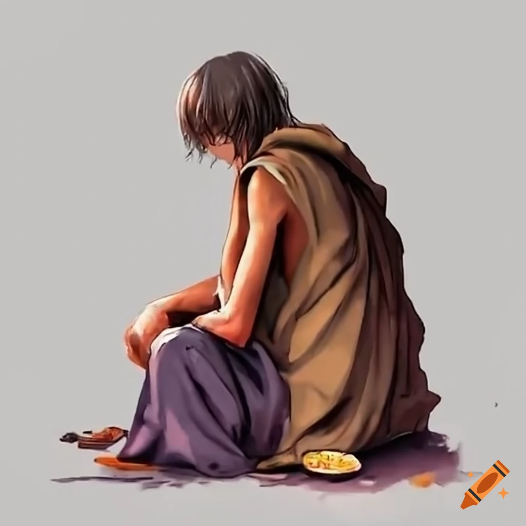 image of a beggar asking for food on the streets