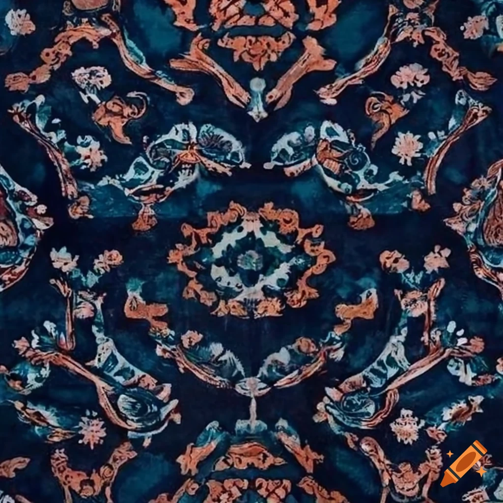 fabric with Ajrakh block print pattern