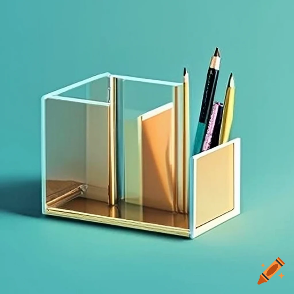 Sleek art deco desk organizer with tiered compartments on Craiyon