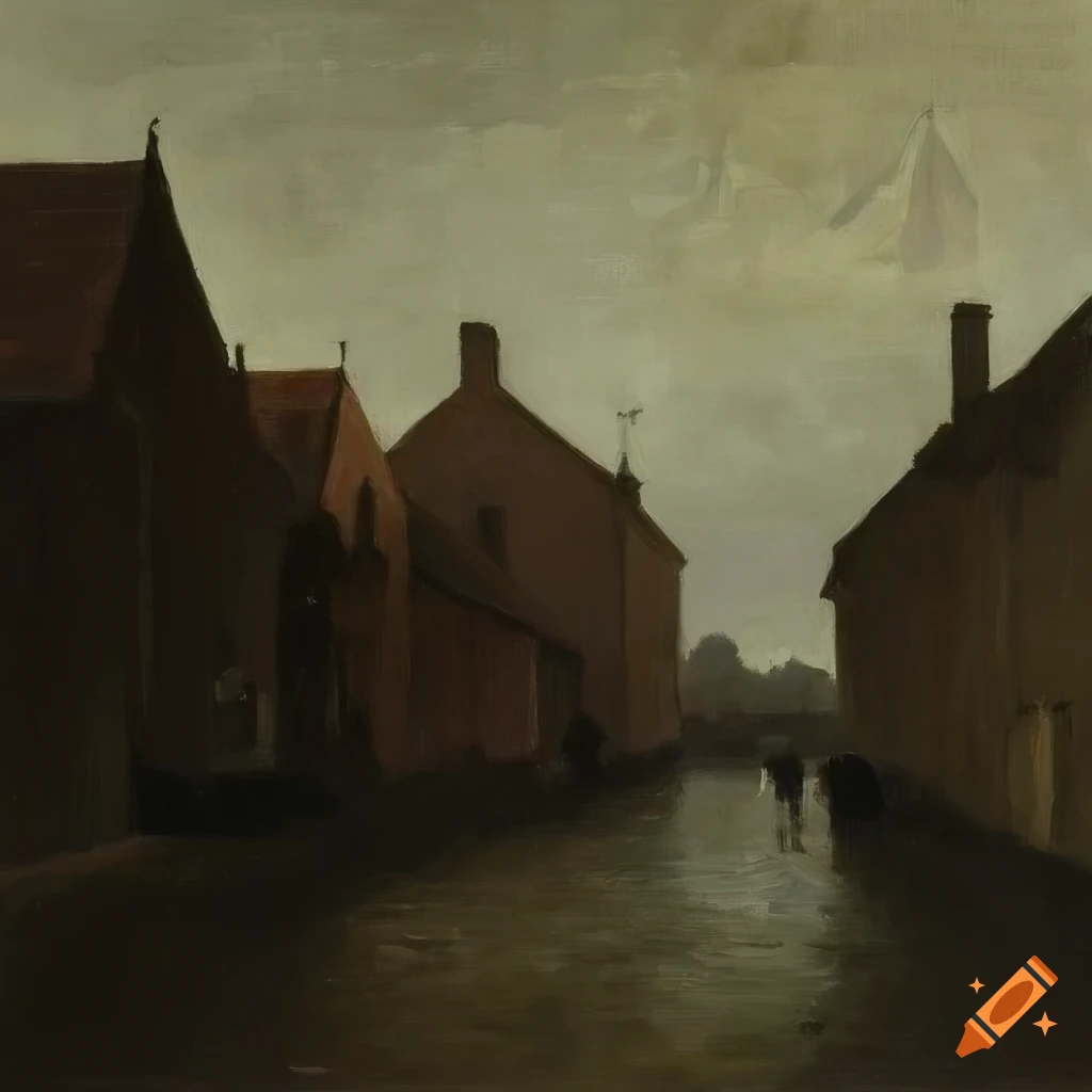 painting of an 18th century small town