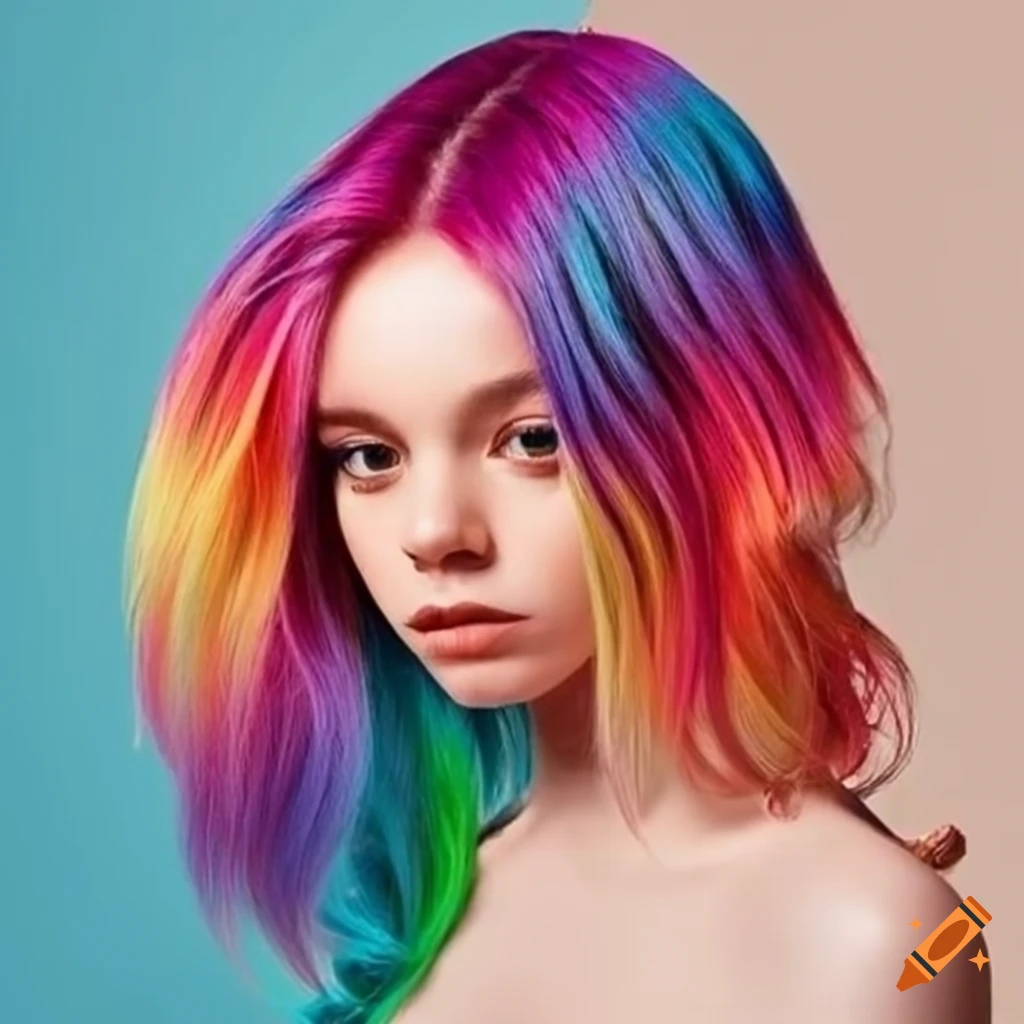 Colorful rainbow hair on Craiyon