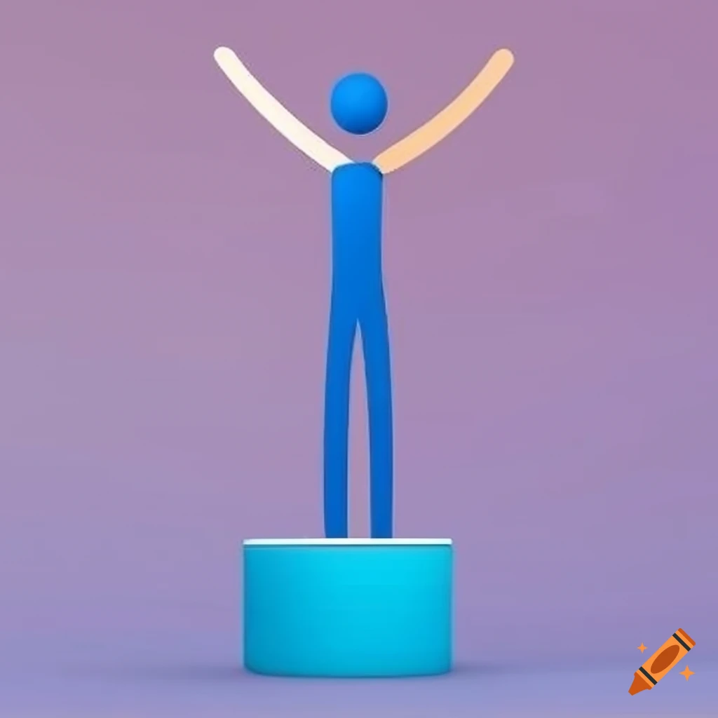 Modern icon of a person rising from a pedestal on Craiyon