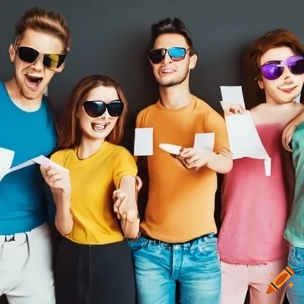 group of friends with sunglasses holding paper tickets