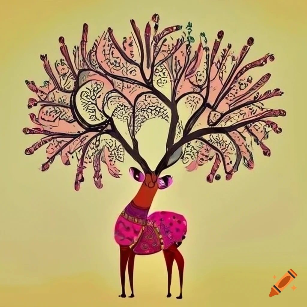 colorful illustration of a deer embracing nature