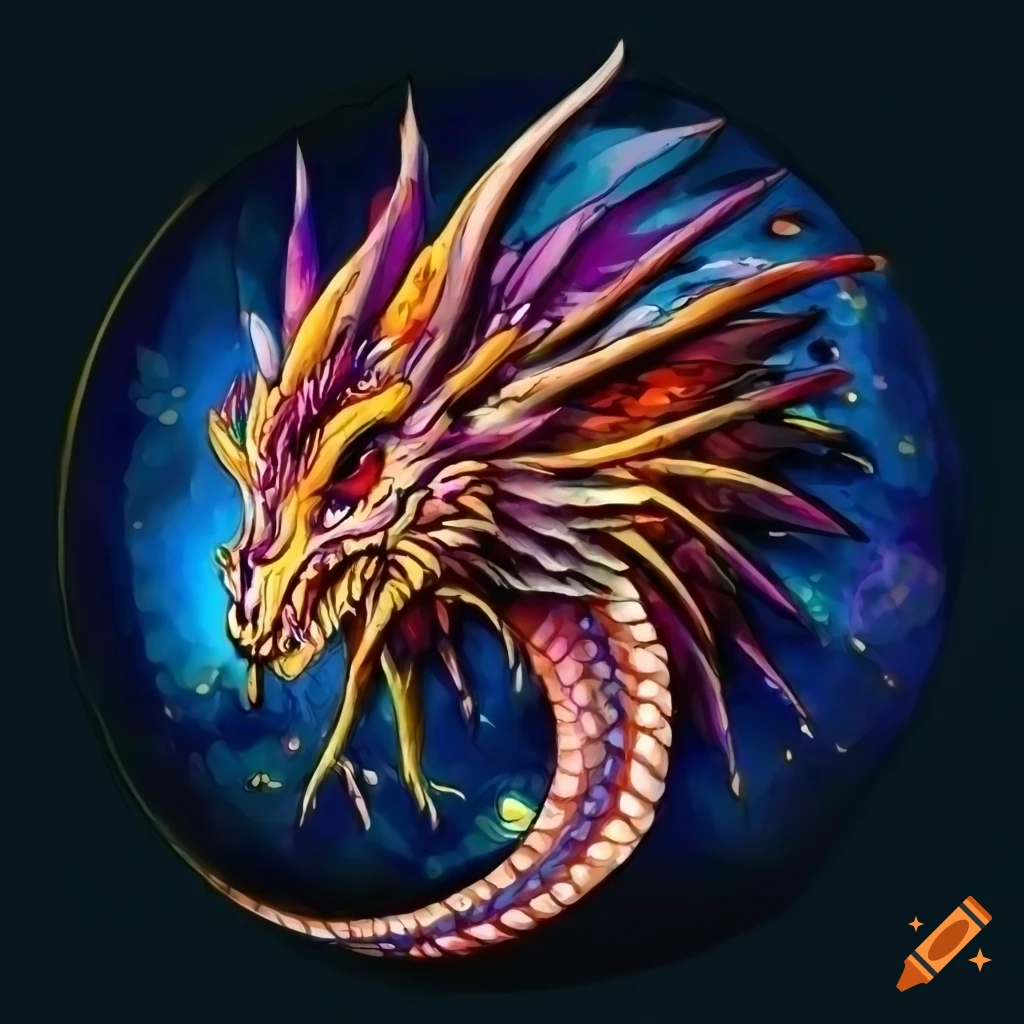 Vibrant round dragon illustration in #16a085 color