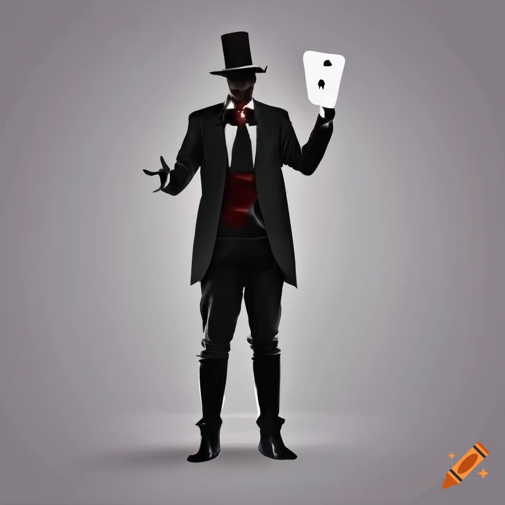 silhouette of a magician holding cards