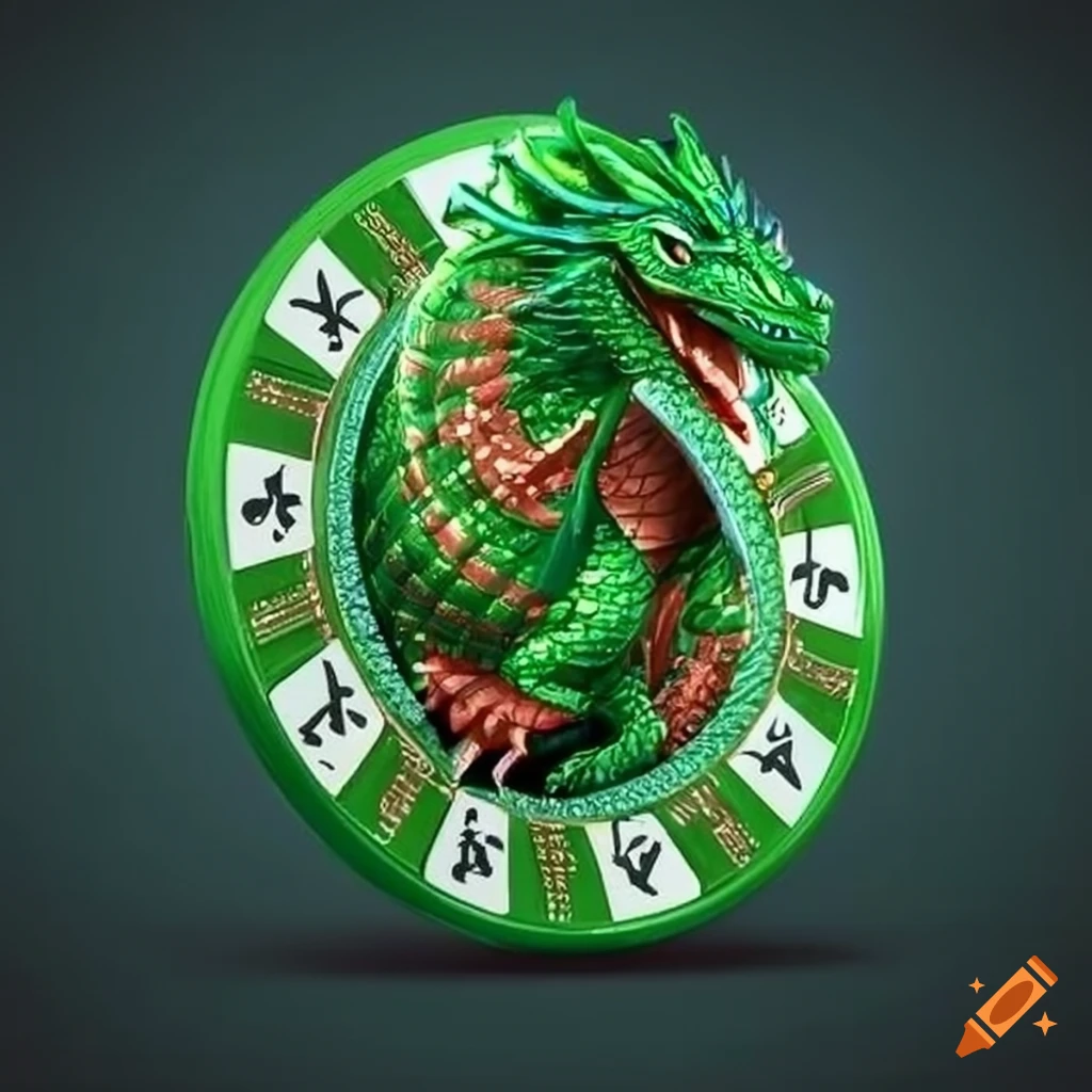 Green dragon gambling with chips on Craiyon