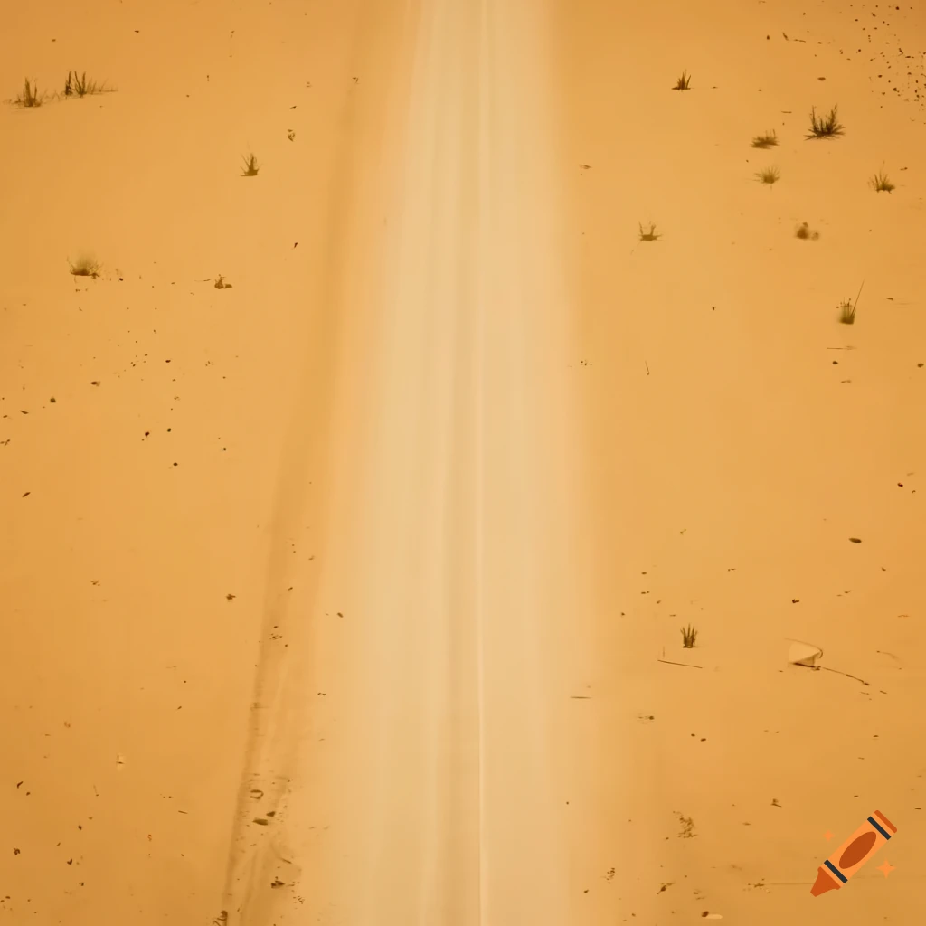 aerial view of a dusty road in a barren wasteland