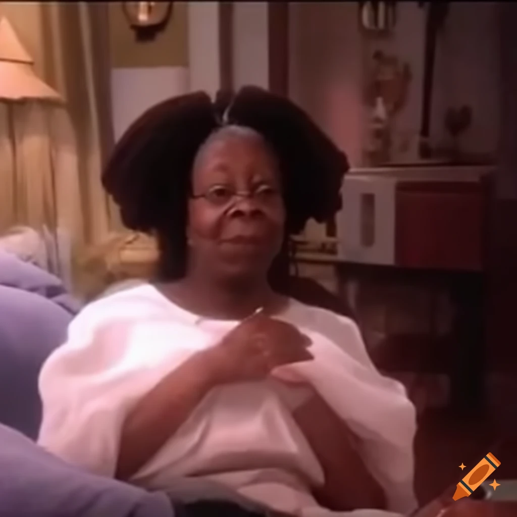 Whoopi goldberg sitting in a heap of trash