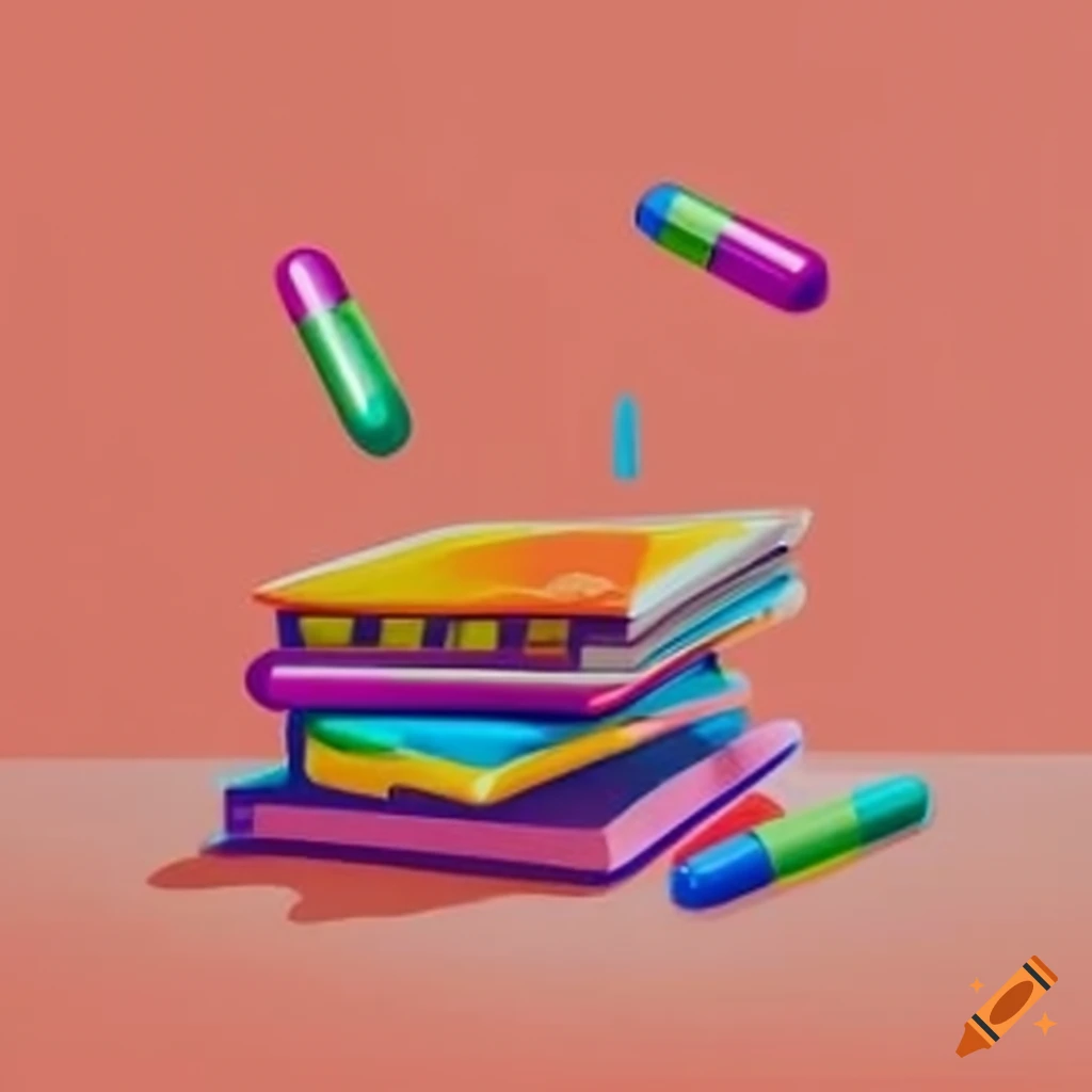 book and pills on a desk