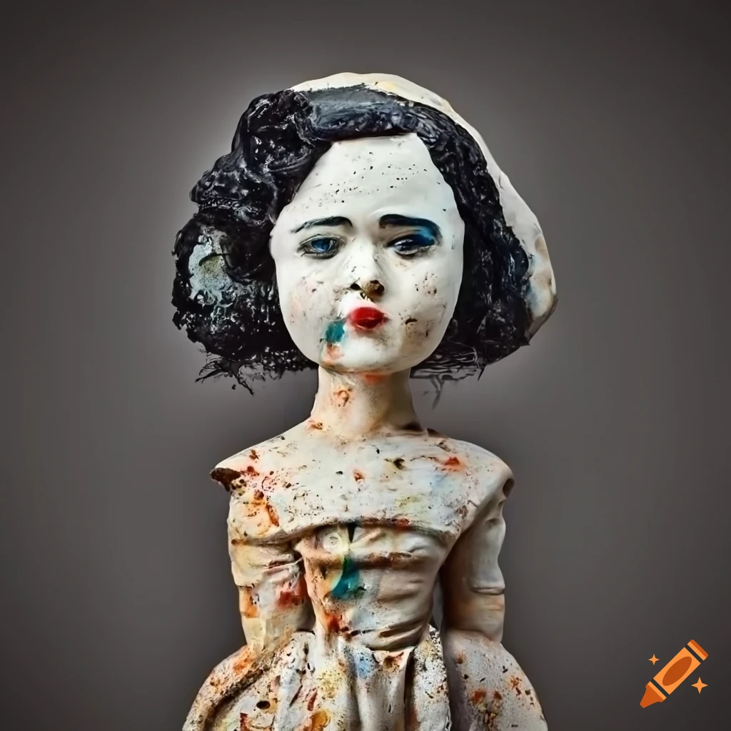 Surreal paper mache sculpture of an attractive woman on Craiyon