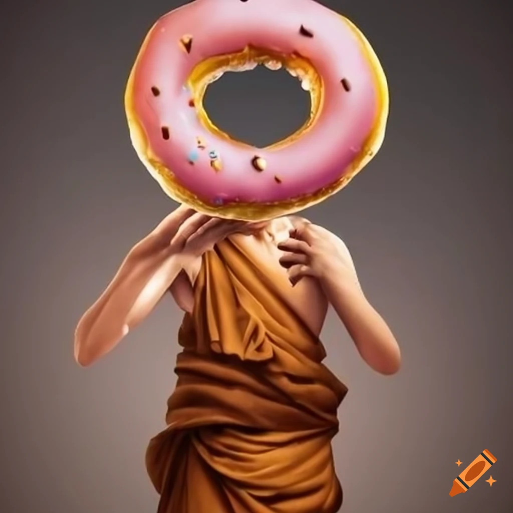 image of a monk wearing a donut hat
