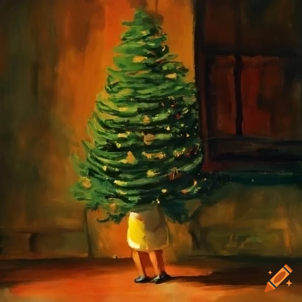Edward hopper painting of a christmas tree on Craiyon
