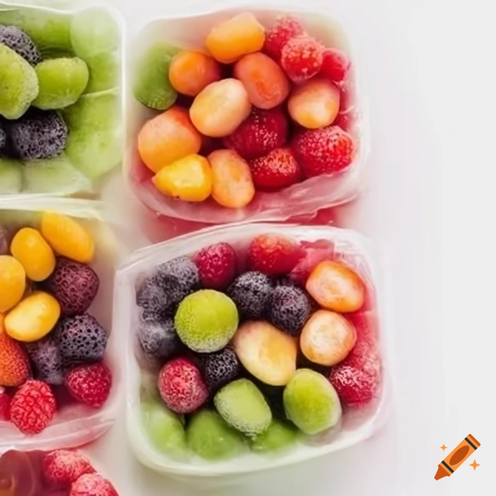 Frozen fruit pack on a white background on Craiyon