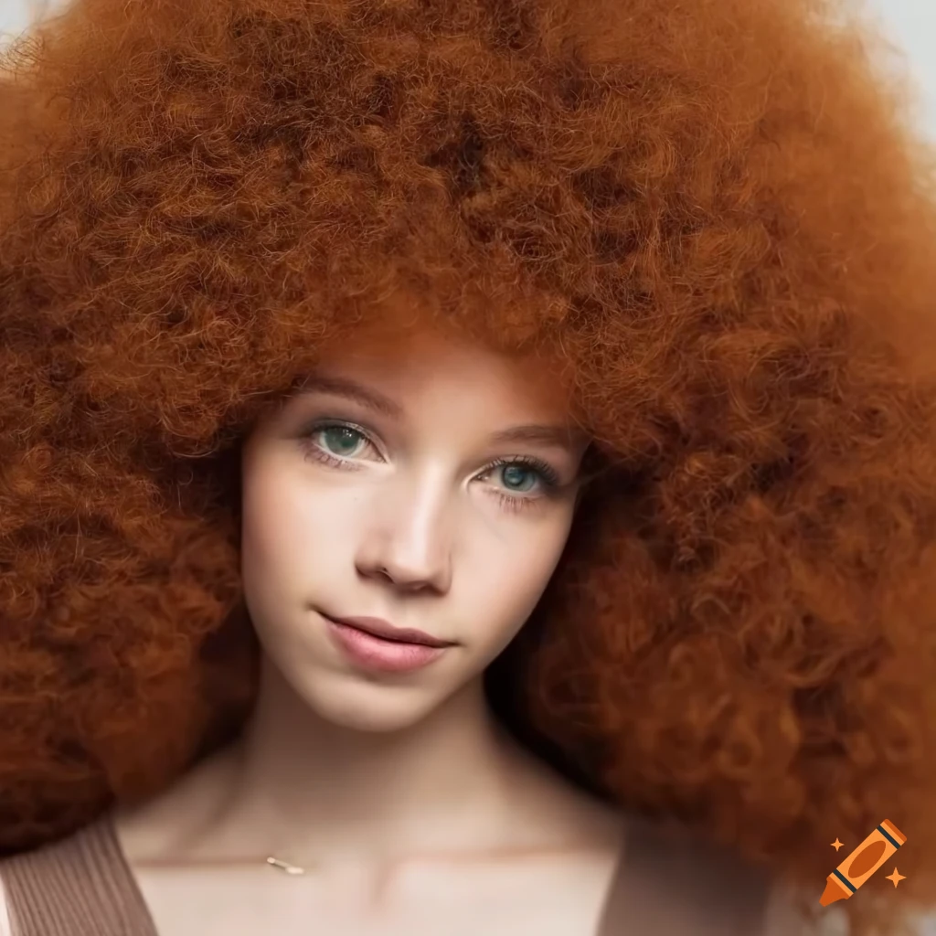 high resolution image of a beautiful redhead woman with a massive afro