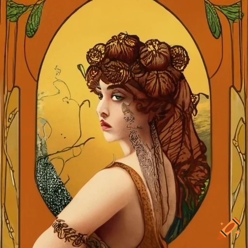 Art Nouveau label with a brown skinned lady and spices