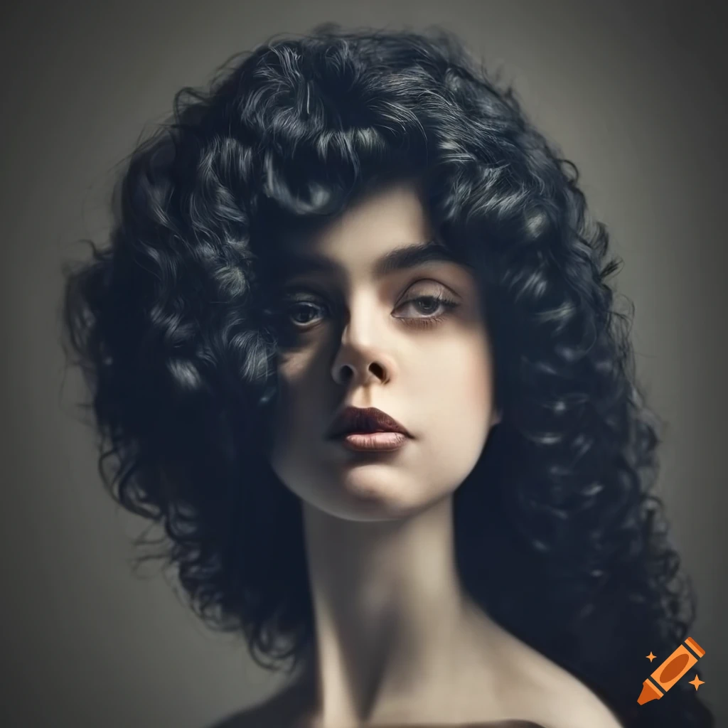 Portrait of a beautiful woman with long curly hair