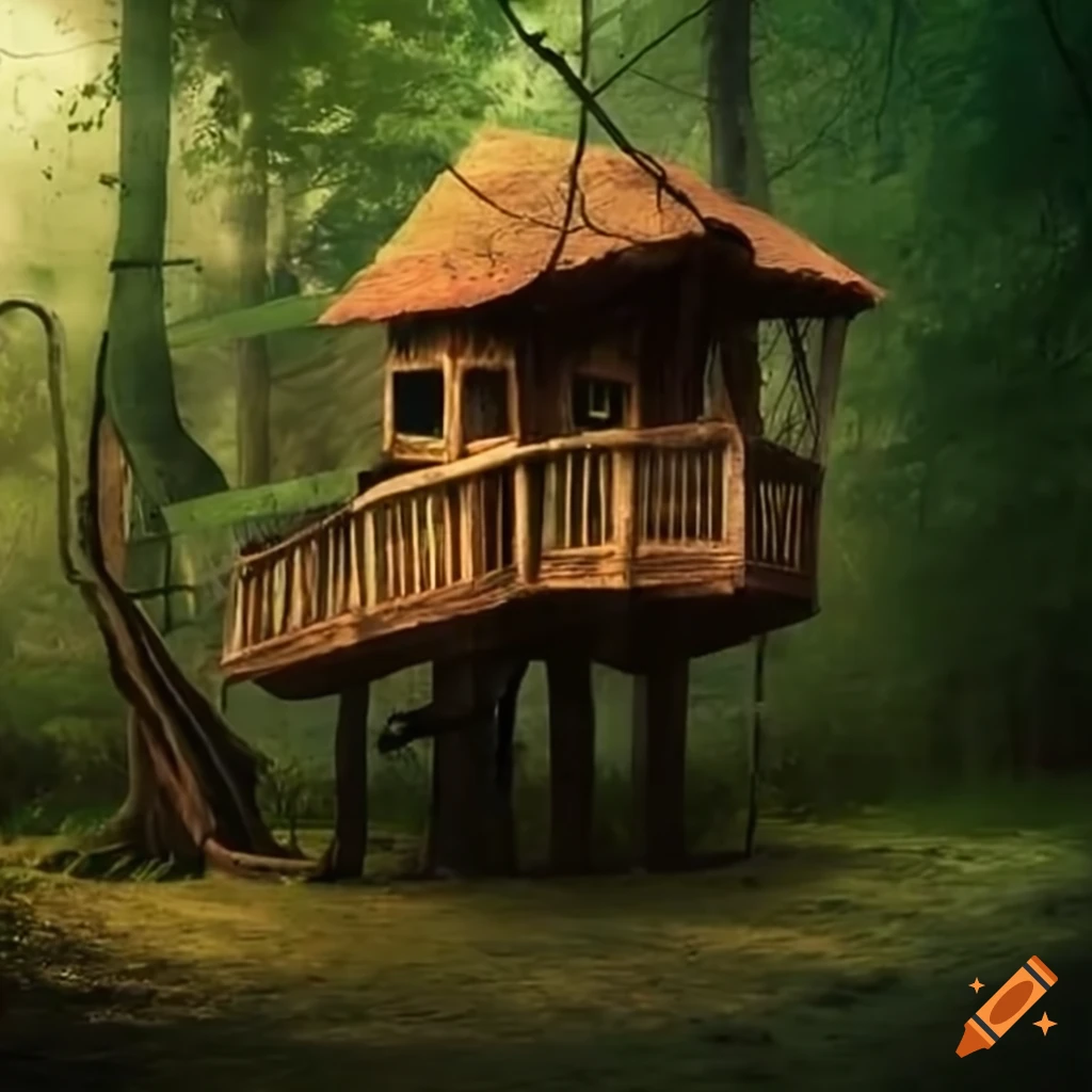 kids discovering an abandoned treehouse