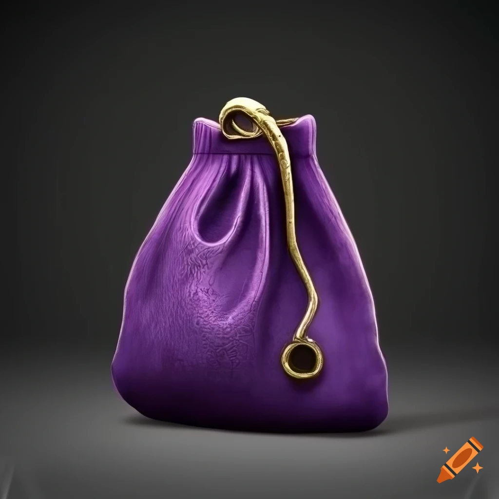 3d model of a purple medieval coin purse on Craiyon