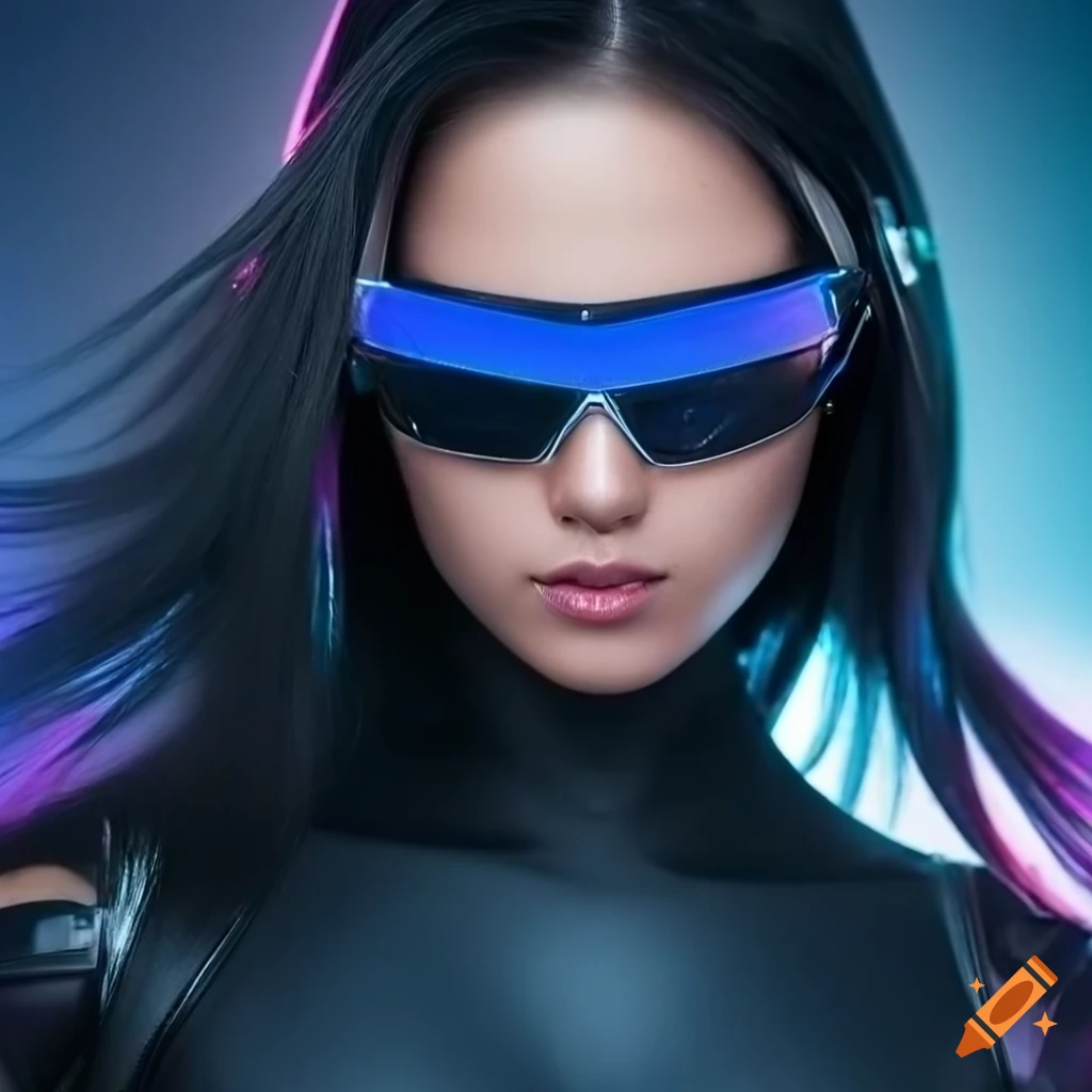 close-up portrait of a stunning Japanese female model with shiny black hair