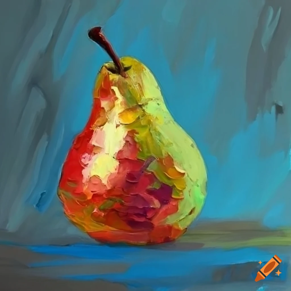Palette knife painting of a pear on Craiyon