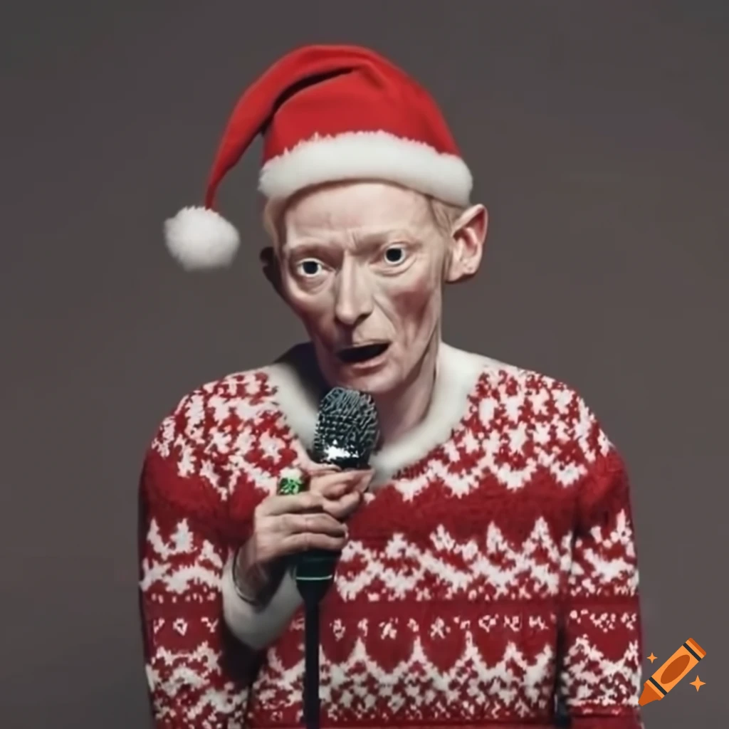 tilda-swinton-and-an-old-man-singing-christmas-carols-on-craiyon